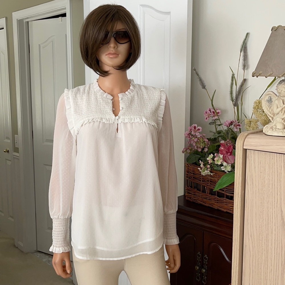 NWOT Loft White Textured Blouse - Picture 3 of 9